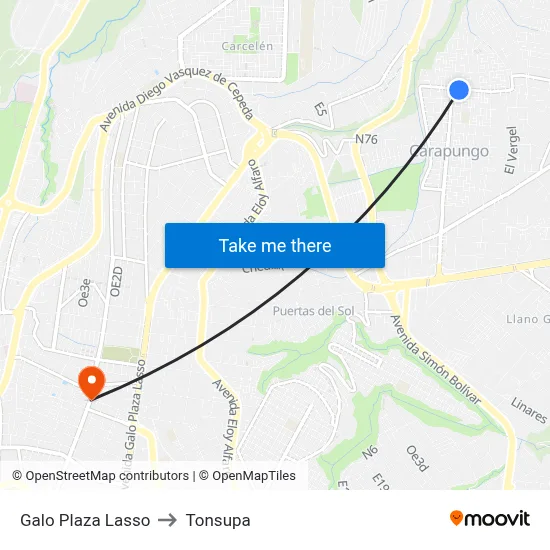Galo Plaza Lasso to Tonsupa map