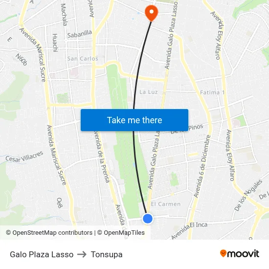 Galo Plaza Lasso to Tonsupa map