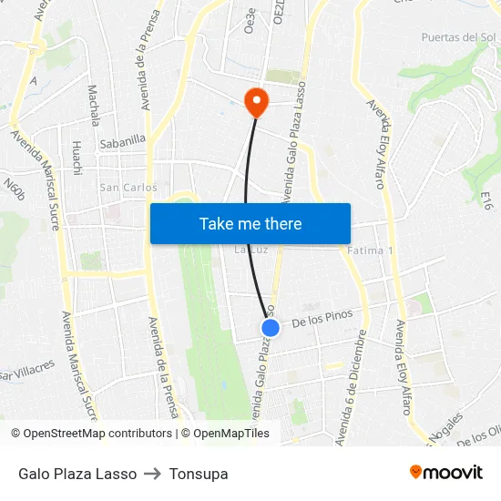 Galo Plaza Lasso to Tonsupa map