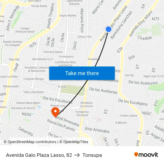 Avenida Galo Plaza Lasso, 82 to Tonsupa map