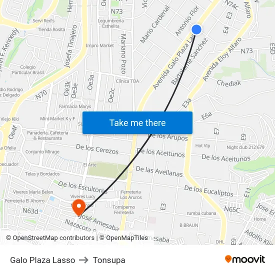 Galo Plaza Lasso to Tonsupa map
