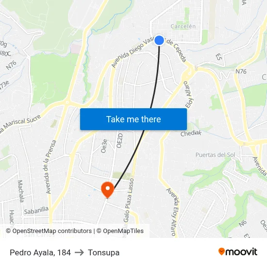 Pedro Ayala, 184 to Tonsupa map