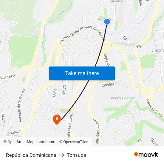 República Dominicana to Tonsupa map