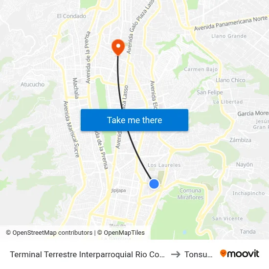 Terminal Terrestre Interparroquial Rio Coca to Tonsupa map