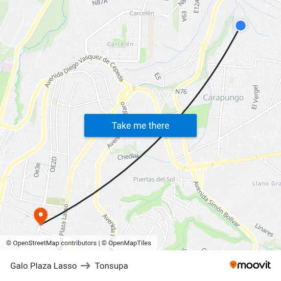 Galo Plaza Lasso to Tonsupa map