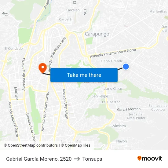 Gabriel García Moreno, 2520 to Tonsupa map