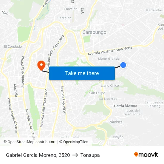 Gabriel García Moreno, 2520 to Tonsupa map