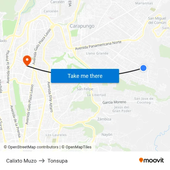 Calixto Muzo to Tonsupa map