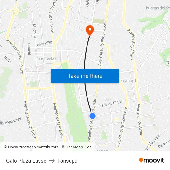Galo Plaza Lasso to Tonsupa map