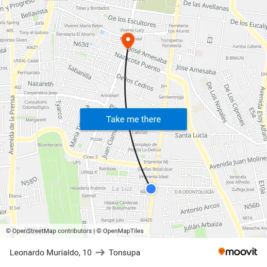 Leonardo Murialdo, 10 to Tonsupa map