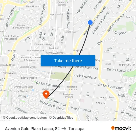 Avenida Galo Plaza Lasso, 82 to Tonsupa map