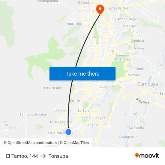 El Tambo, 144 to Tonsupa map