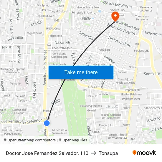 Doctor Jose Fernandez Salvador, 110 to Tonsupa map