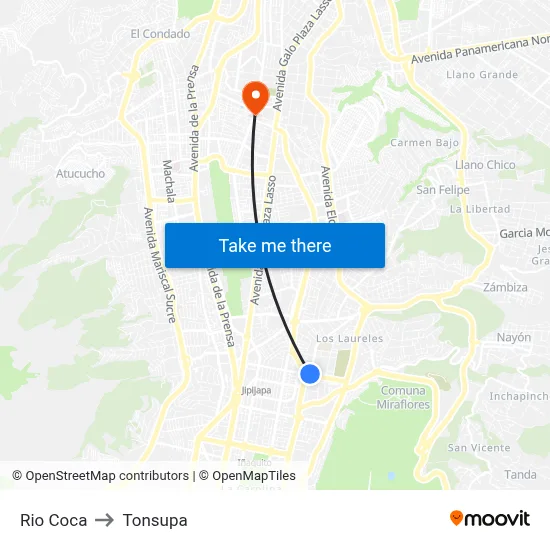 Rio Coca to Tonsupa map