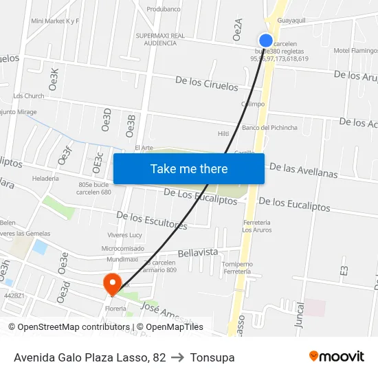 Avenida Galo Plaza Lasso, 82 to Tonsupa map