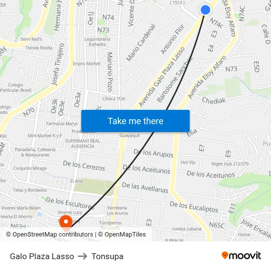 Galo Plaza Lasso to Tonsupa map