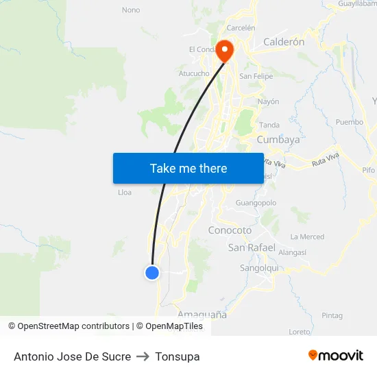 Antonio Jose De Sucre to Tonsupa map