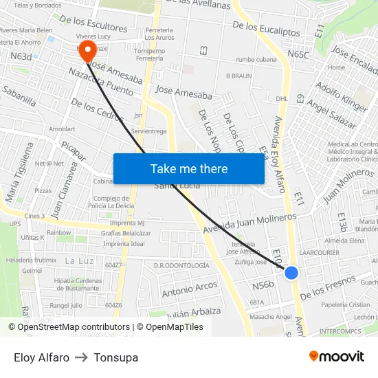 Eloy Alfaro to Tonsupa map