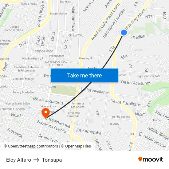 Eloy Alfaro to Tonsupa map