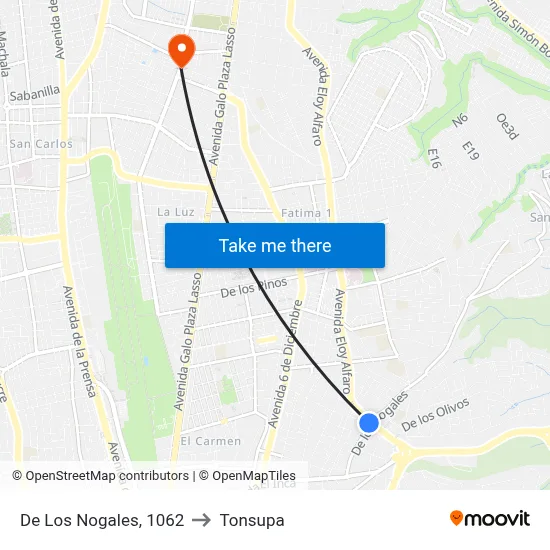 De Los Nogales, 1062 to Tonsupa map