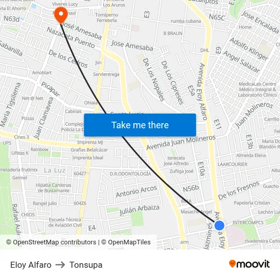 Eloy Alfaro to Tonsupa map