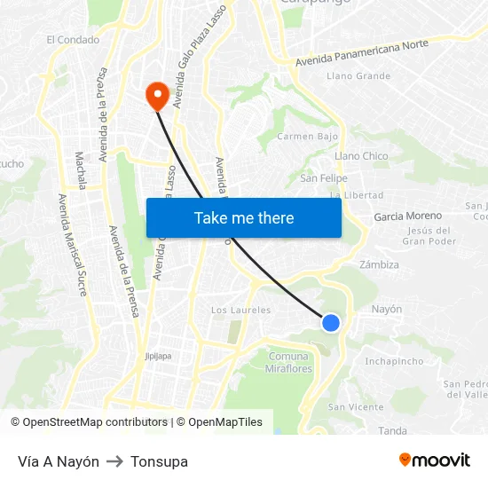 Vía A Nayón to Tonsupa map