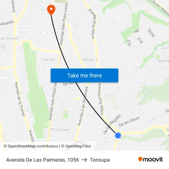 Avenida De Las Palmeras, 1056 to Tonsupa map