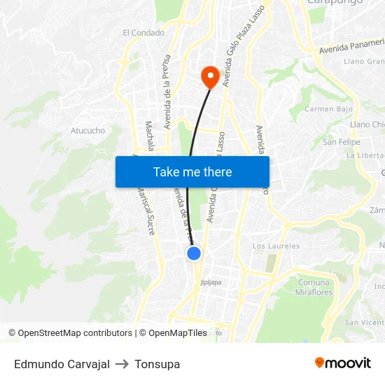 Edmundo Carvajal to Tonsupa map