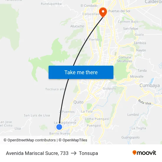 Avenida Mariscal Sucre, 733 to Tonsupa map