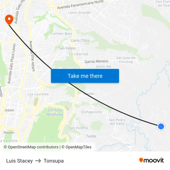 Luis Stacey to Tonsupa map
