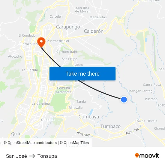 San José to Tonsupa map
