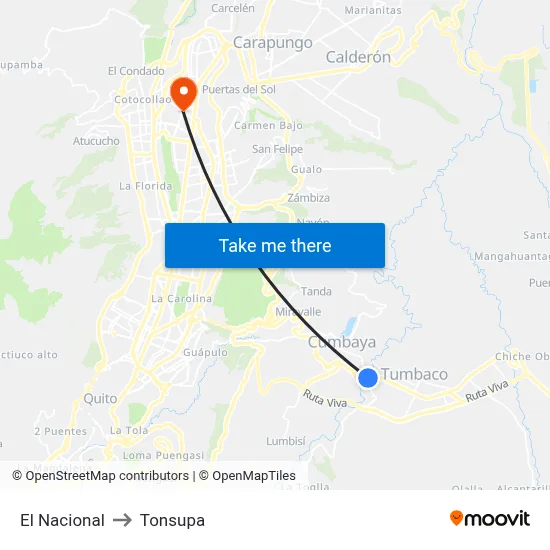 El Nacional to Tonsupa map