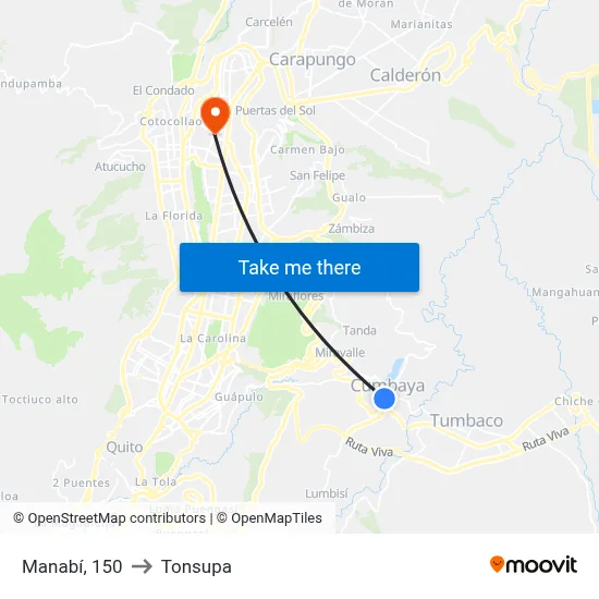 Manabí, 150 to Tonsupa map