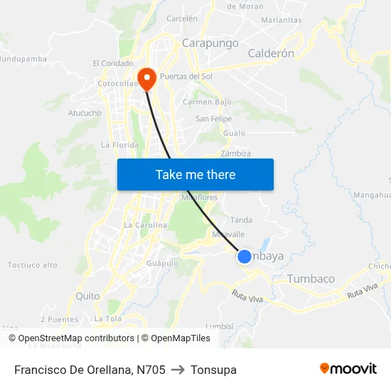Francisco De Orellana, N705 to Tonsupa map