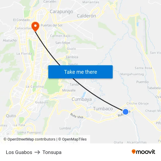 Los Guabos to Tonsupa map