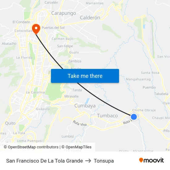 San Francisco De La Tola Grande to Tonsupa map