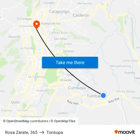 Rosa Zárate, 365 to Tonsupa map