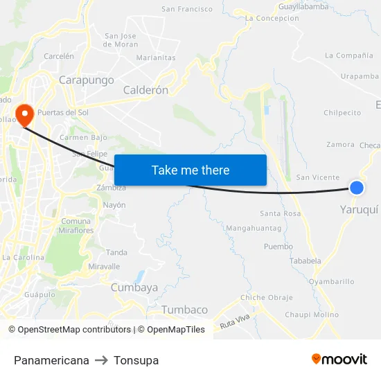 Panamericana to Tonsupa map