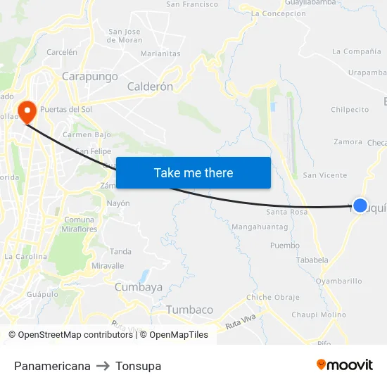 Panamericana to Tonsupa map