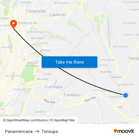 Panamericana to Tonsupa map