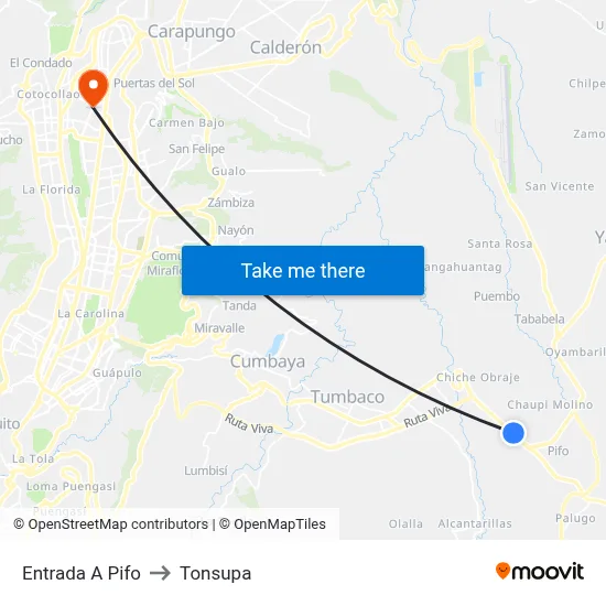 Entrada A Pifo to Tonsupa map