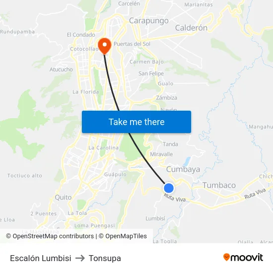 Escalón Lumbisi to Tonsupa map