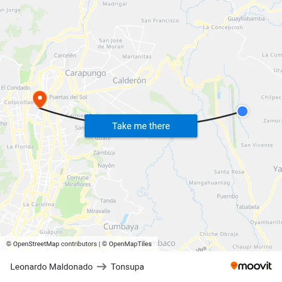 Leonardo Maldonado to Tonsupa map