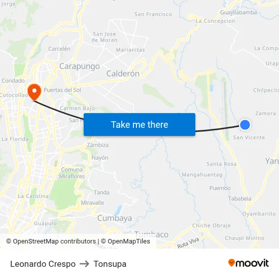 Leonardo Crespo to Tonsupa map