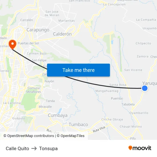 Calle Quito to Tonsupa map