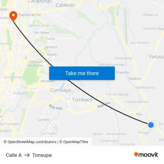 Calle A to Tonsupa map