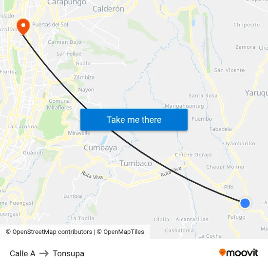 Calle A to Tonsupa map