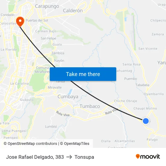 Jose Rafael Delgado, 383 to Tonsupa map
