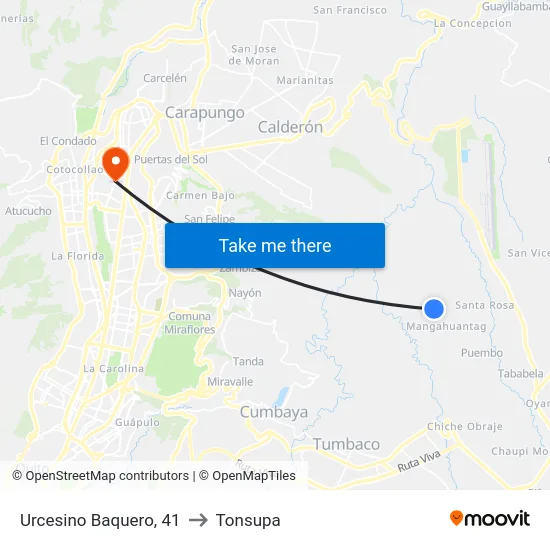 Urcesino Baquero, 41 to Tonsupa map