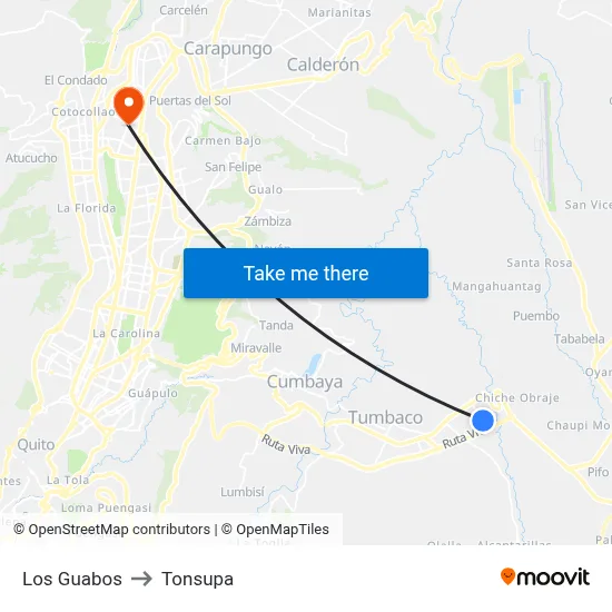 Los Guabos to Tonsupa map